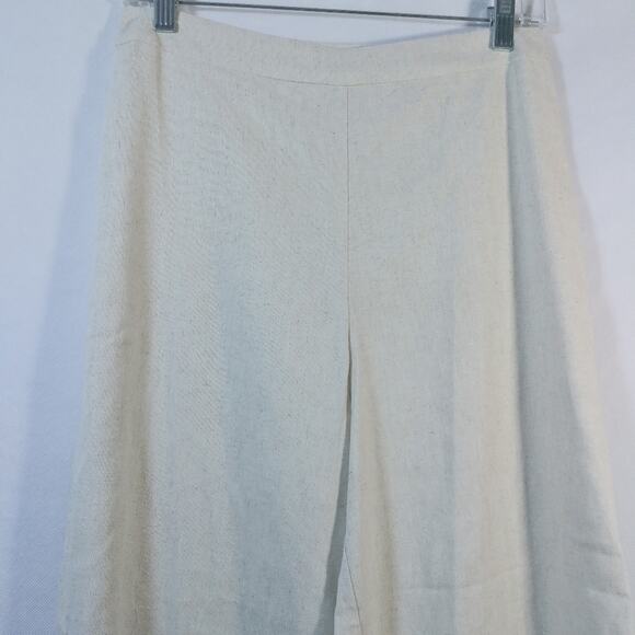 Faeriesty Linen Blend Wide Leg Pants Natural Vacation Lagnlook Size M - Picture 3 of 8